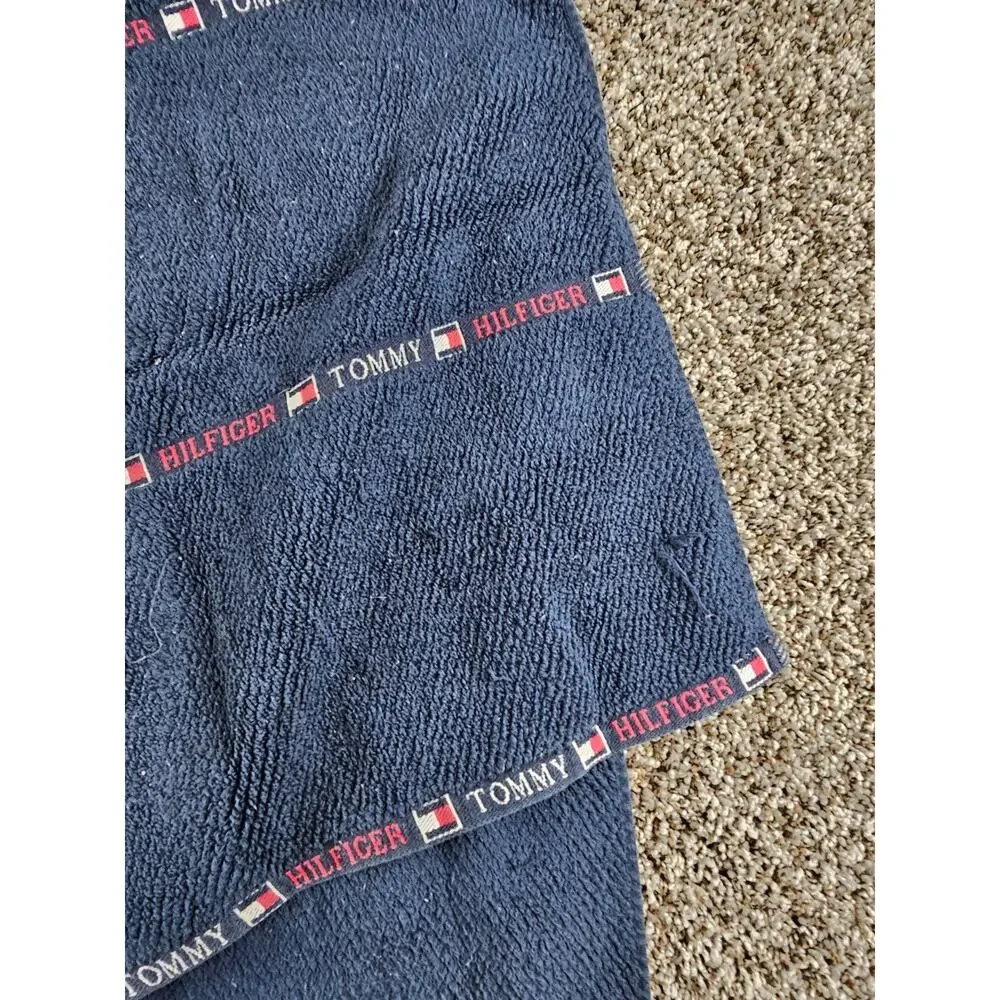 Vtg Y2K Tommy Hilfiger beach towel featuring a Navy Blue stripe design
